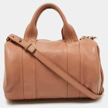 Pre Owned Alexander Wang Peach Leather Rockie Boston Bag