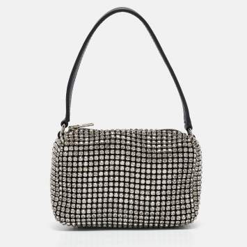 Pre Owned Alexander Wang Black Crystals and Leather Heiress Pochette Bag