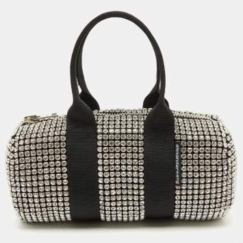 Pre Owned Alexander Wang Black Crystals Mini Cruiser Duffle Bag
