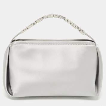 Pre Owned Alexander Wang Grey Satin Micro Crystal Marquess Bag