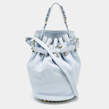 Pre Owned Alexander Wang Light Blue Pebbled Leather Diego Bucket Bag