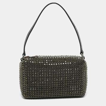 Pre Owned Alexander Wang Green Crystal Embellished Mini Heiress Pouch Bag