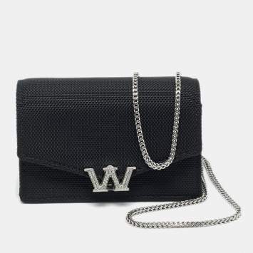مملوكة مسبقًا Alexander Wang Black Nylon Micro W Crystal Legacy Crossbody Bag