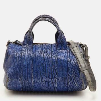Pre Owned Alexander Wang Rocco Blue/Grey Leather Satchel