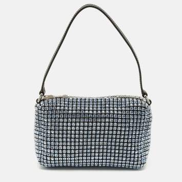 Pre Owned Alexander Wang Heiress Medium Blue Crystal Mesh Pouch