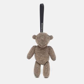 Pre Owned حقيبة كلتش الكسندر وانغ بالكريستال الأسود/ذهبي وردي بحمالة معصم