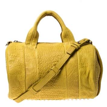 Pre Owned Alexander Wang Yellow Leather Rocco Duffle Bag