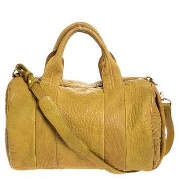 Pre Owned Alexander Wang Mustard Pebbled Leather Rocco Duffel Bag