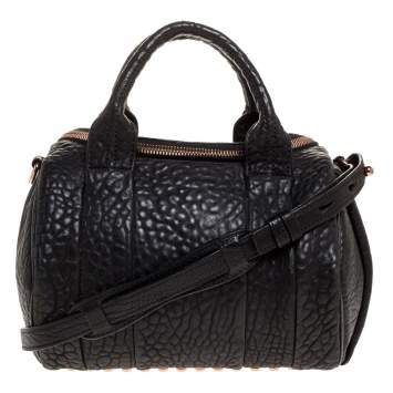 Pre Owned Alexander Wang Black Textured Leather Rocco Duffel Bag