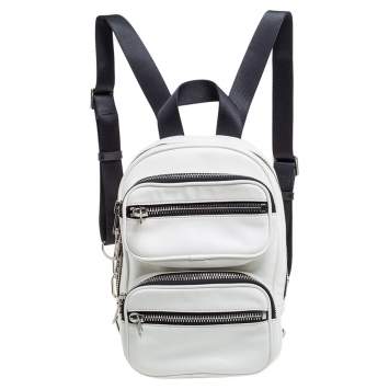 Pre Owned Alexander Wang White Leather Medium Attica Backpack