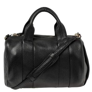 Pre Owned Alexander Wang Black Textured Leather Rocco Duffel Bag