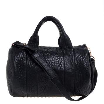 Pre Owned Alexander Wang Black Pebbled Leather Rocco Duffle Bag
