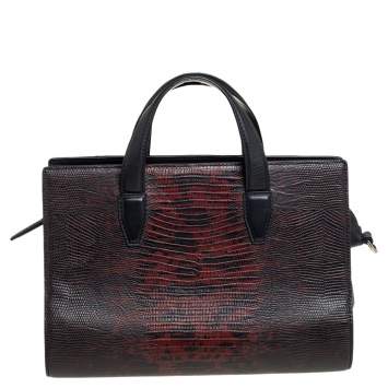 Pre Owned Alexander Wang Black/Red Lizard Embossed Leather Pelican Satchel