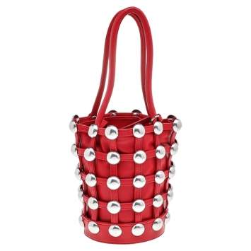 Pre Owned Alexander Wang Red Leather Mini Studded Bucket Bag