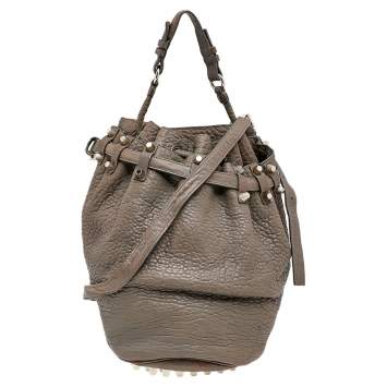 Pre Owned Alexander Wang Grey Textured Leather Diego Bucket Bag