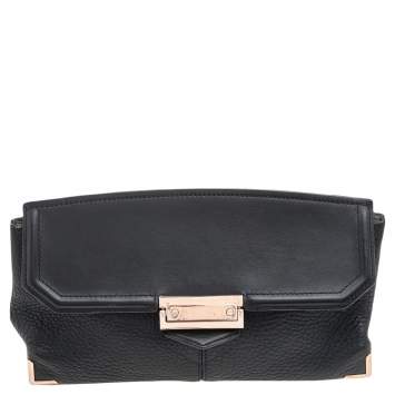 Pre Owned Alexander Wang Black Leather Marion Prisma Clutch