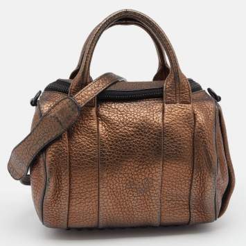 Pre Owned Alexander Wang Metallic Bronze Pebbled Leather Rocco Duffel Bag
