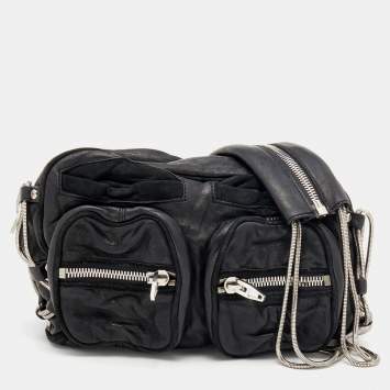 Pre Owned Alexander Wang Black Suede And Leather Chain Shoulder Bag