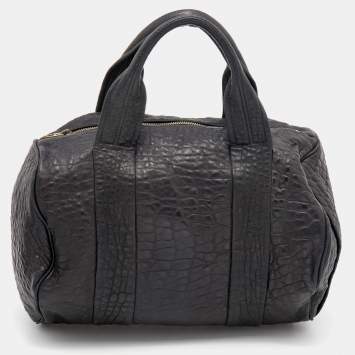 Pre Owned Alexander Wang Black Leather Studded Boston Bag