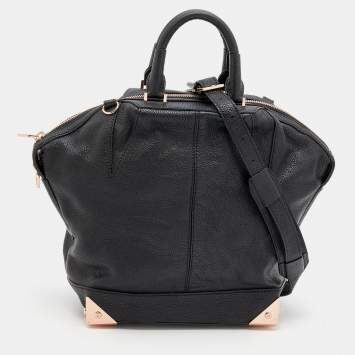 Pre Owned Alexander Wang Black Leather Emile Satchel