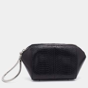 Pre Owned Alexander Wang Black Watersnake Leather Chastity Pouch