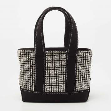 Pre Owned Alexander Wang Black Canvas Mini Cruiser Crystal Embellished Tote 