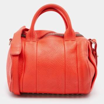 Pre Owned Alexander Wang Orange Pebbled Leather Rocco Duffle Bag