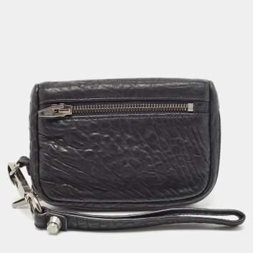 Pre Owned Alexander Wang Black Leather Fumo Wristlet Clutch