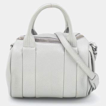 Pre Owned Alexander Wang Silver Textured Leather Rocco Bag