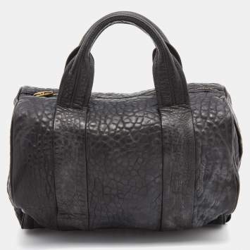 Pre Owned Alexander Wang Black Textured Leather Rocco Duffel Bag