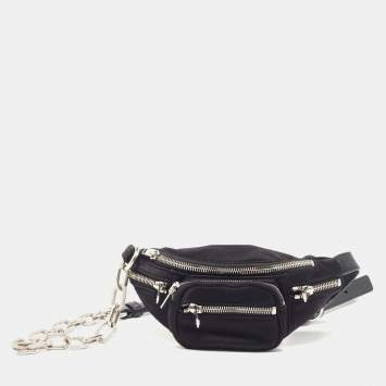 Pre Owned Alexander Wang Black Satin and Leather Mini Attica Belt Bag