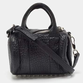Pre Owned Alexander Wang Black Textured Leather Mini Rocco Bag
