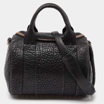 Pre Owned Alexander Wang Black Textured Leather Rocco Bag