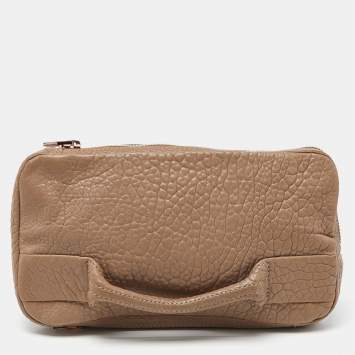 Pre Owned Alexander Wang Beige Leather Zipped Pouch