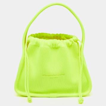 Pre Owned Alexander Wang Neon Yellow Rib Knit Small Ryan Bag