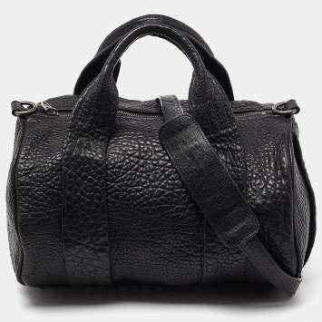 Pre Owned Alexander Wang Black Pebbled Leather Rocco Duffle Bag