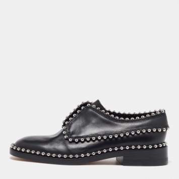 Pre Owned Alexander Wang Black Leather Studded Slip On Derby Size 35.5