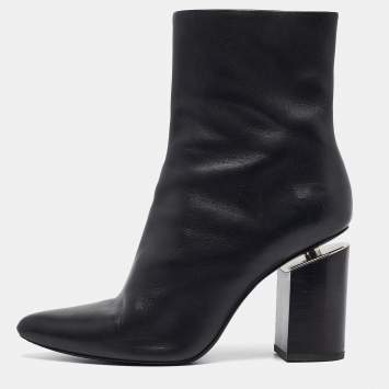 Pre Owned Alexander Wang Black Leather Ankle Boots Size 40