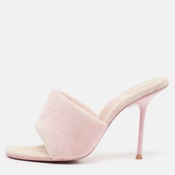 Pre Owned Alexander Wang Pink Faux Fur Slide Sandals Size 38