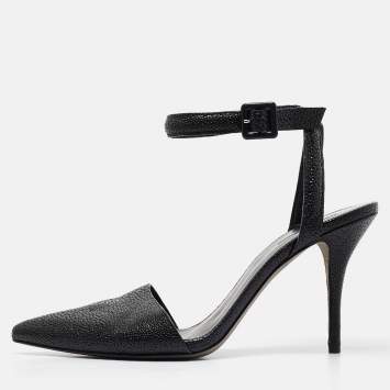 Pre Owned Alexander Wang Black Leather Lovisa Ankle Strap Pumps Size 41