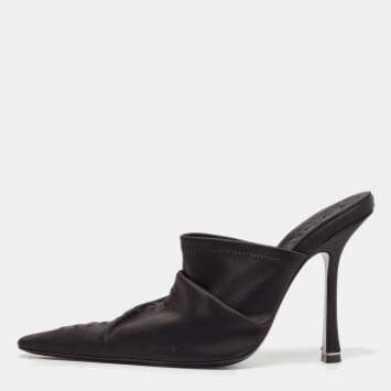 Pre Owned Alexander Wang Black Satin Pointed Toe Mules Size 40