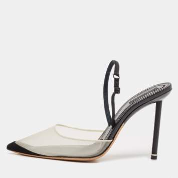Alexander Wang Black Mesh and Suede Alix Slingback Pumps Size 39