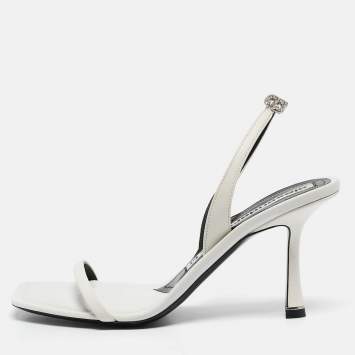 Pre Owned Alexander Wang White Leather Nova Slingback Sandals Size 37.5