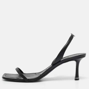 Pre Owned Alexander Wang Black Leather Ivy Slingback Sandals Size 40
