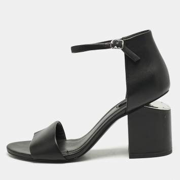 Alexander Wang Black Leather Abby Ankle Strap Sandals Size 40