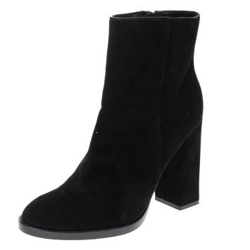 Pre Owned Alexander Wang Black Suede "Iselin" Block Heel Ankle Boots Size 38