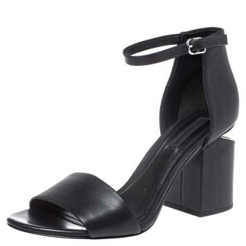 Pre Owned Alexander Wang Black Leather Block Heel Abby Sandals Size 37