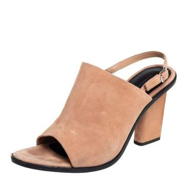 Pre Owned  Alexander Wang Beige Suede Cole Slingback Sandals Size 40.5