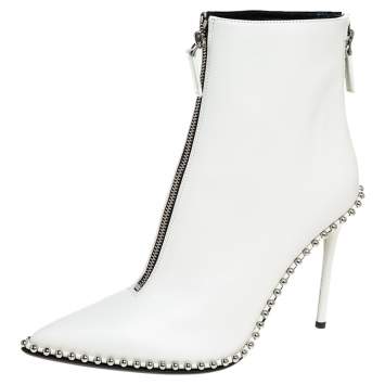 Pre Owned Alexander Wang  Off White Leather Ankle Boots Size 41