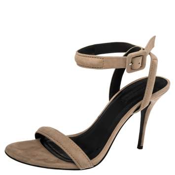 Pre Owned Alexander Wang Beige Suede Antonia Ankle Wrap Sandals Size 39